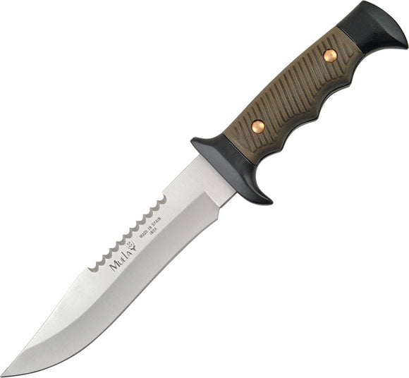 Muela Survival Sawback Bowie OD Green 420C Fixed Knife w/ Belt Sheath CI5161