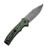 Civivi Cogent Button Lock Green Micarta and Hand Rubbed Damascus Folding Knife 20038dds1