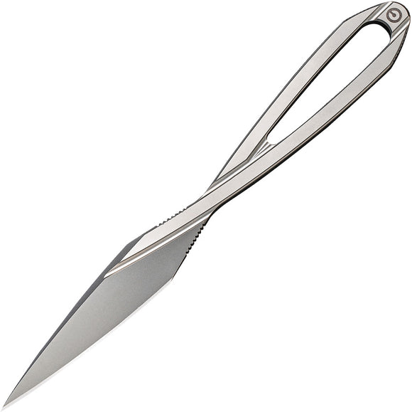 Civivi D-Art Fixed Blade Neck Knife Silver Bead Blast D2 Steel w/ Sheath 210011