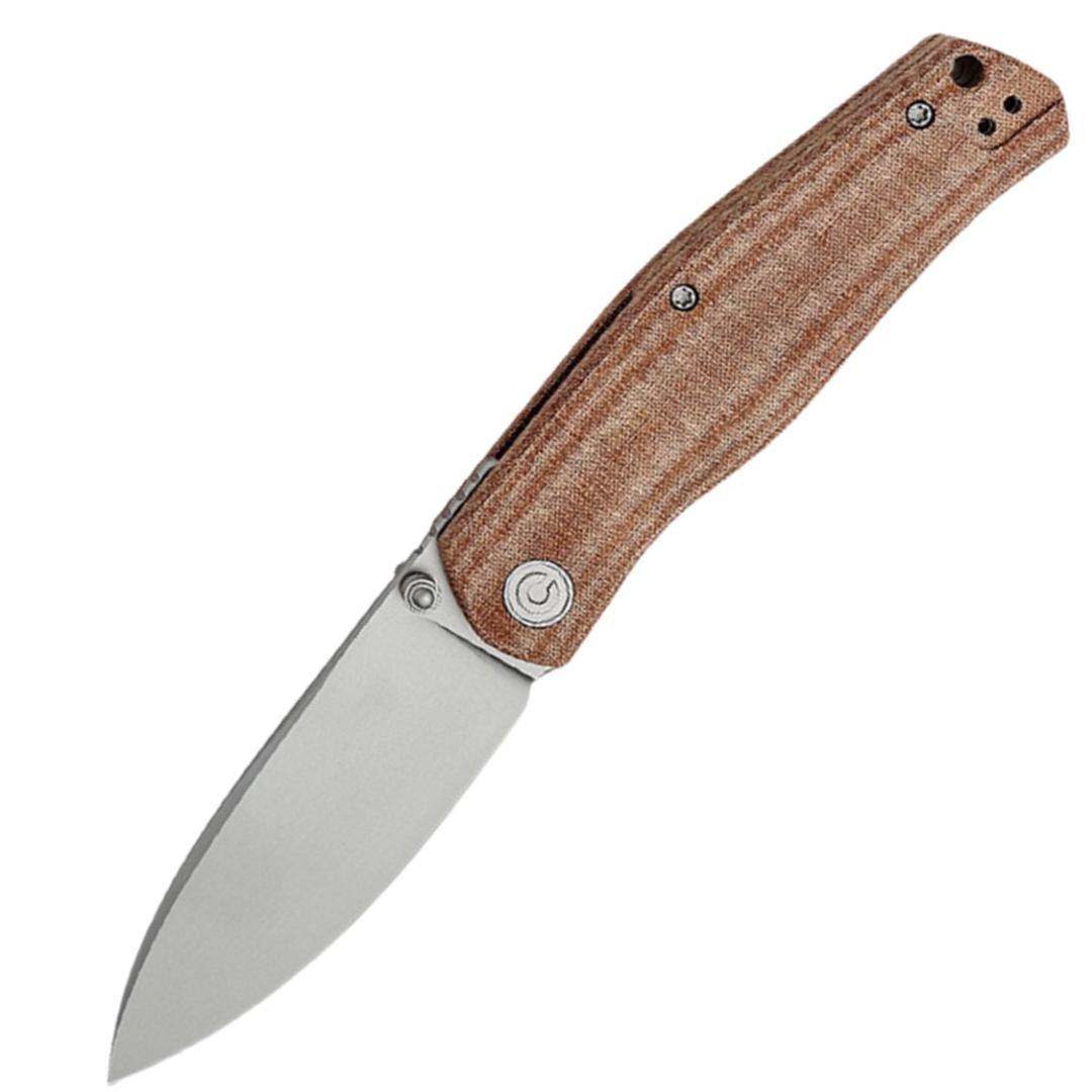 Civivi Sokoke Linerlock Brown Linen Micarta Folding 14C28N Pocket