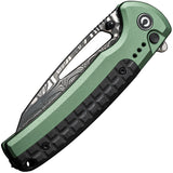 Civivi Sentinel Strike Button Lock Black & Green Aluminum & FRN Folding Damascus Knife 22025BDS1