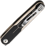 Civivi KwaiQ Linerlock Ivory & Black G10 Folding Damascus Pocket Knife 23015DS1