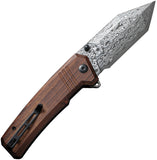 Civivi Bhaltair Linerlock Guibourita Wood Folding Damascus Pocket Knife 23024DS1