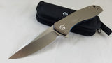 Civivi Baklash Tan G10 Folding Knife Satin Blade by We Knife Co 801b