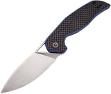 Civivi Anthropos Linerlock Blue Carbon Fiber Folding Knife Flipper 903b - On Sale