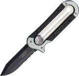 Camillus Slydr Gray Aluminum/Black TPR Folding Serrated Pocket Knife 19075