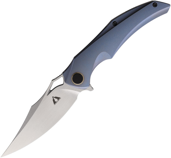 CMB Made Knives Prowler Pocket Knife Framelock Blue Titanium Folding M390 02W