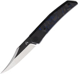 CMB Made Knives Zetsu Pocket Knife Framelock Blue CF & Titanium Folding M390 09B