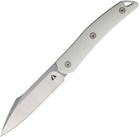 CMB Made Knives Kisame White G10 Satin 14C28N Fixed Blade Knife w/ Sheath FB01A