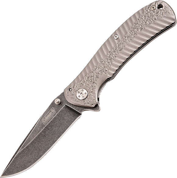 Coleman Linerlock Gray Aluminum Folding Stainless Drop Point Pocket Knife N1004