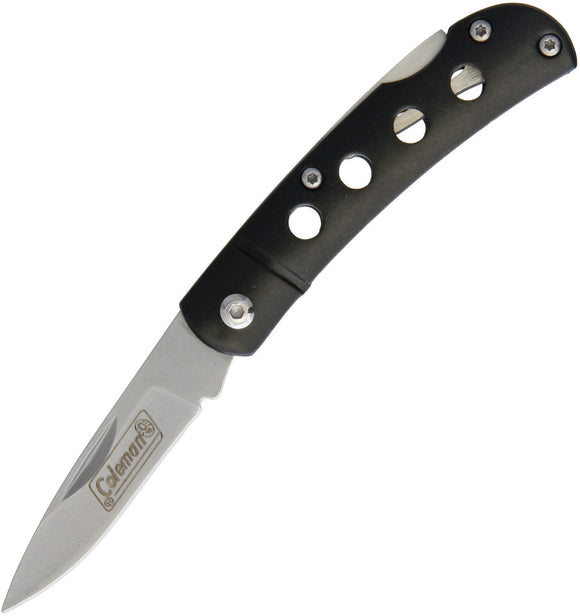 Coleman Lockback Black Aluminum Folding Stainless Drop Point Pocket Knife NSC010