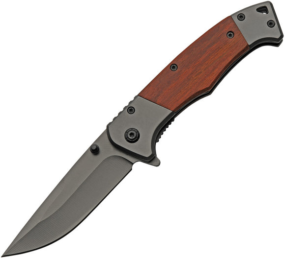 Rite Edge Sleek Linerlock Brown Wood Folding Stainless Pocket Knife 300537