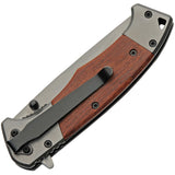 Rite Edge Sleek Linerlock Brown Wood Folding Stainless Pocket Knife 300537