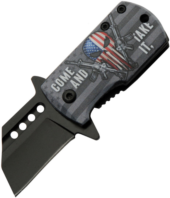 Rite Edge Money Clip Framelock A/O Skull Aluminum Folding Pocket Knife 300590TM