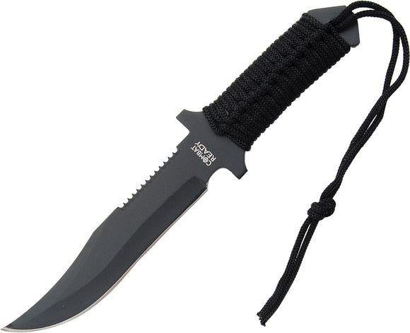 Combat Ready Military Fighter Black Cord Wrapped Stainless Fixed Blade Knife 010