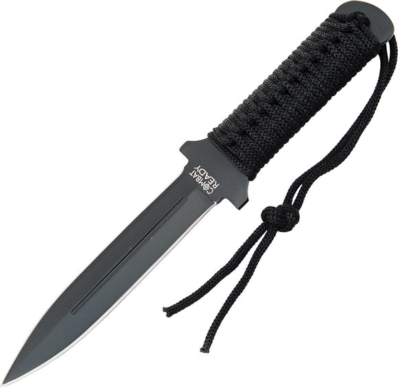 Combat Ready Black Cord Wrapped Stainless Fixed Blade Boot Knife 011