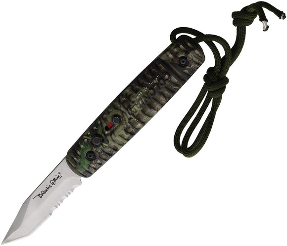 Colonial Automatic Ranger Knife Button Lock Camo Partial Serrated Stainless Blade 115