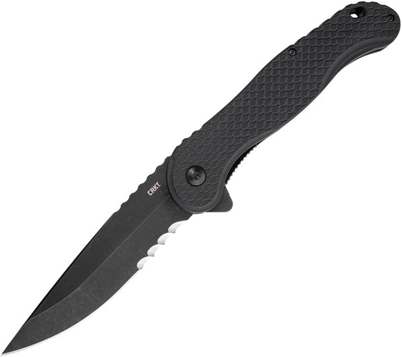 CRKT Taco Viper Linerlock Black GRN Folding Stainless Serrated Clip Point 2267