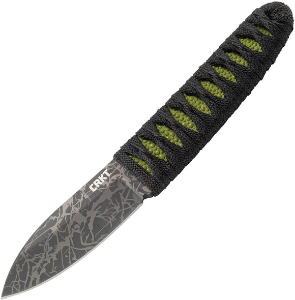 CRKT Akari Fixed Drop Pt Blade Green Rayskin Black Cord Wrap Handle Knife 2480