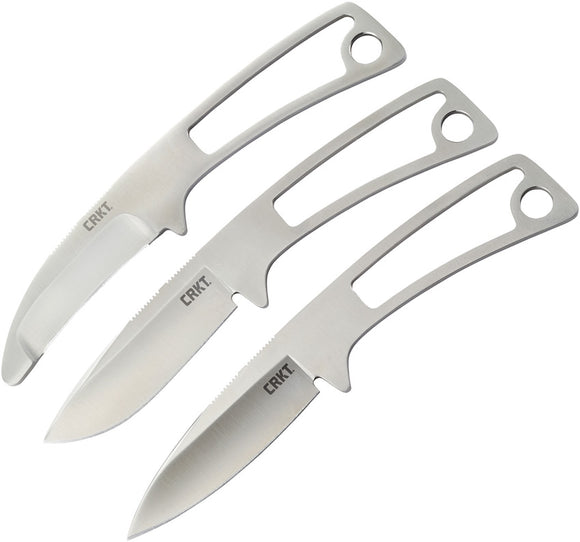 CRKT Black Fork Three Piece Fixed Blade Caper Skinner & Guthook Knives Set 2839