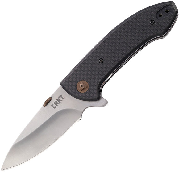 CRKT Avant Linerlock Flipper IKBS Black CF/G10 Satin Folding Knife 4620
