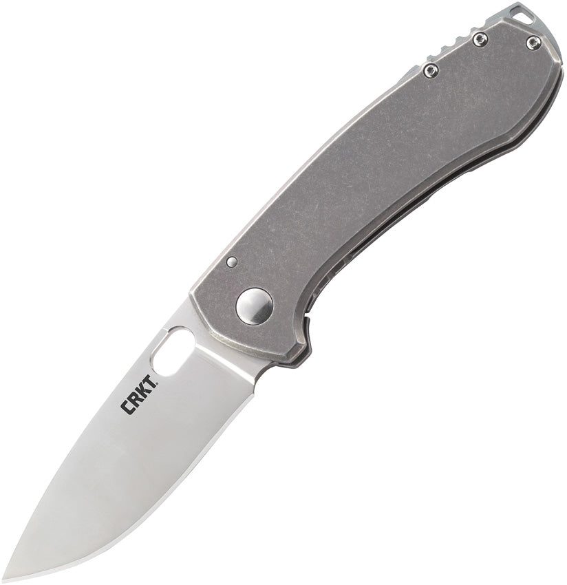 CRKT Amicus Framelock Folding Drop Pt Blade Stonewash Finish
