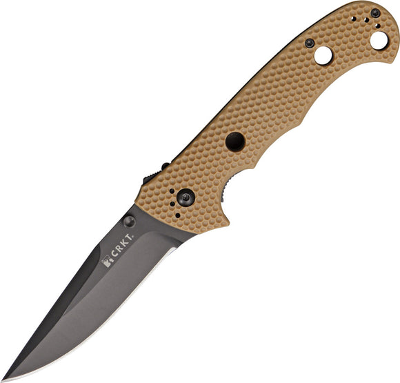 CRKT Hammond Desert Tan Cruiser Folding Knife - Plain Blade LAWKS - 7904DB
