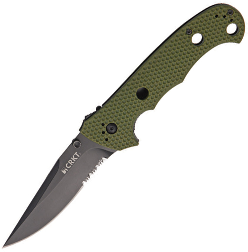 CRKT Hammond Cruiser Folding Green Knife - LAWKS Black Blade