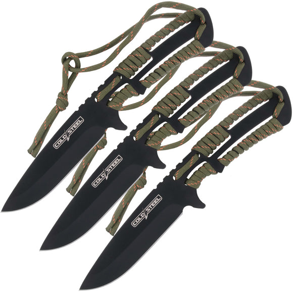 Cold Steel Orange & Green Wrapped Stainless 3pc Throwing Knives Set TH44KVD3PK