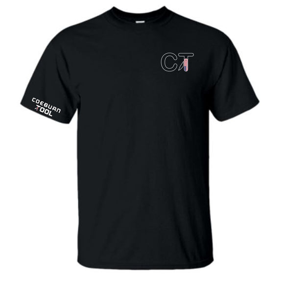 Coeburn Tool American Flag SM Outline Logo Black Short Sleeve T-Shirt w/ Solid Coeburn Sleeve 2XL
