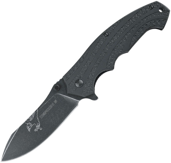 Defcon 5 Alpha Linerlock Black Aluminum Folding 440 Stainless Pocket Knife K001