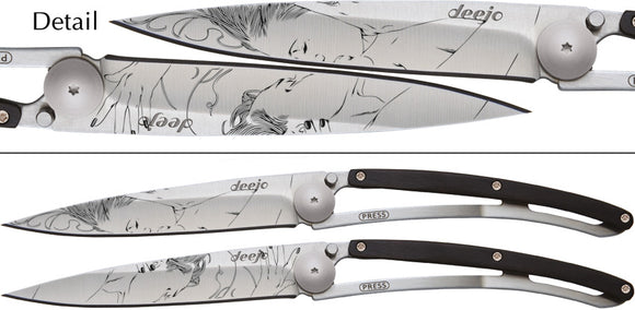 Deejo 2pc Stainless Folding Blade Kissing Artwork The Kiss Duo Knife Set 043