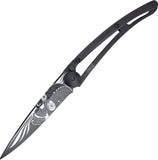 Deejo Black Tattoo Latino Skull Folding 37g Knife - 1gb106