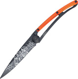 Deejo Street Tattoo Skate Orange Black Folding 37g Knife - 1GB110