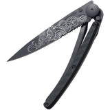 Deejo Dragon Viking Tattoo Linerlock 37g Carbon Fiber Folding Knife 1GC536