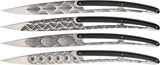 Deejo Set of 4 Steak Fixed Art Deco Tattoo Blade Black Paperstone Knives 4AS022