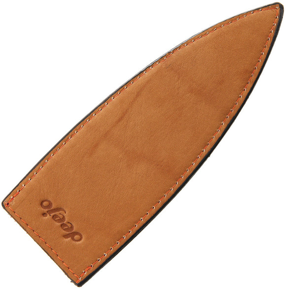 Deejo 37g Knife Orange Stitching Bulk Packed Brown Natural Leather Sheath 500
