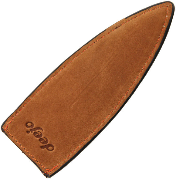 Deejo 27g Knife Orange Stitching Bulk Packed Brown Natural Leather Sheath 501