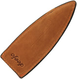 Deejo 27g Knife Orange Stitching Bulk Packed Brown Natural Leather Sheath 501