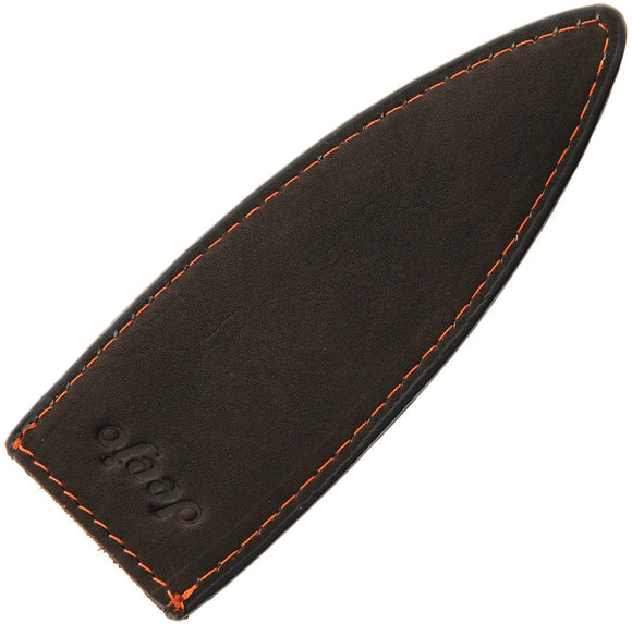 Deejo 27g Knife Orange Stitching Bulk Packed Black Natural Leather Sheath 503
