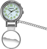 Dakota El Travel Clock Stainless Steel Back Pocket Watch w/ Brown Sheath 3846