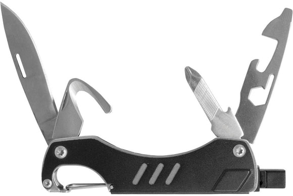 Dakota 8 in 1 Black Aluminum Handle Folding Knife Survival Mini Multi-Tool 9114