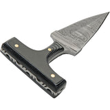 Damascus Black Micarta Double Edge Push Dagger w/ Leather Belt Sheath 1317BK