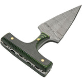 Damascus Green & Black Micarta Double Edge Push Dagger w/ Leather Sheath 1317GN