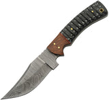 Damascus Snake Belly Fixed Blade Knife Black Pakkawood Damascus Blade 1325
