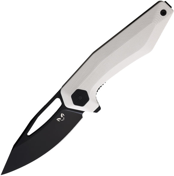 Damned Designs Brahma Linerlock White G10 Folding 14C28N Pocket Knife 010GWB