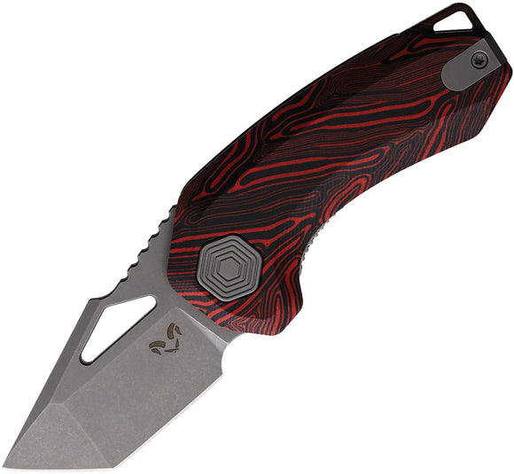 Damned Designs Oni Linerlock Black & Red G10 Folding 14C28N Knife 014BKRD