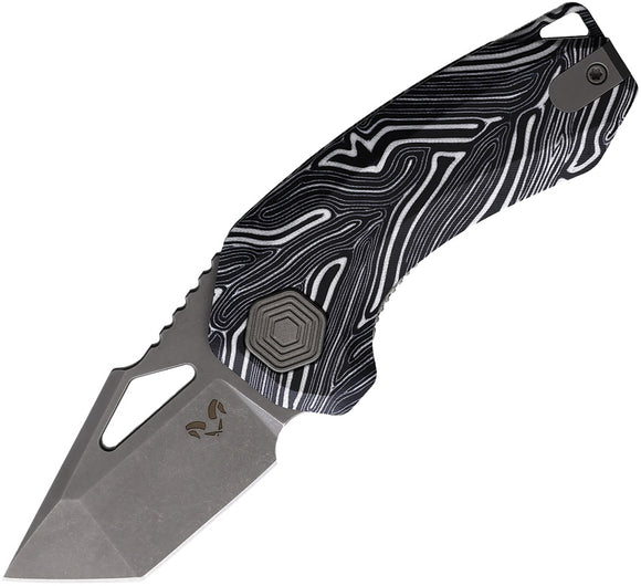 Damned Designs Oni Linerlock Black & White G10 Folding 14C28N Knife 014BKWT