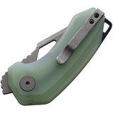 Damned Designs Oni Linerlock Jade G10 Folding Stonewashed 14C28N Steel Pocket Knife 014GJ