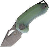 Damned Designs Oni Linerlock Jade G10 Folding Stonewashed 14C28N Steel Pocket Knife 014GJ